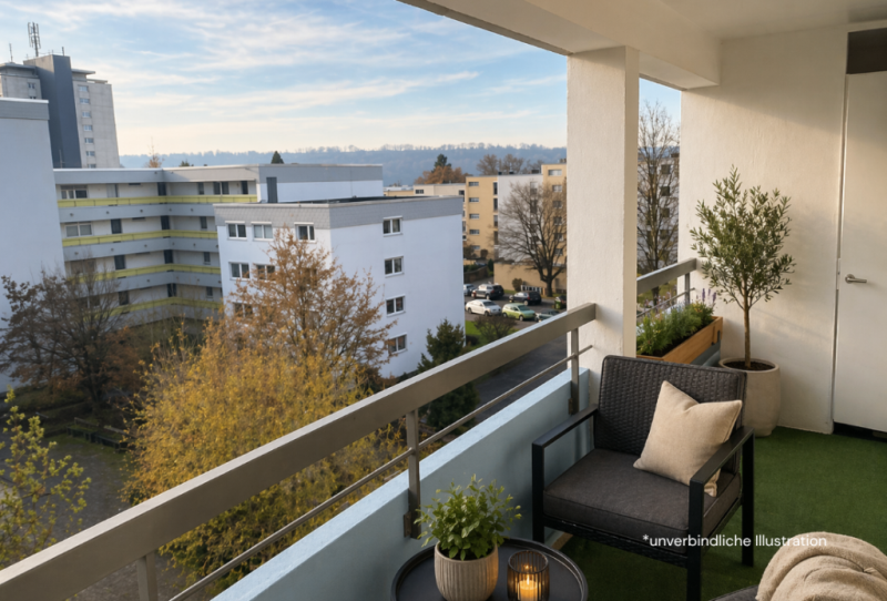 Wohntraum erfüllen! Attraktive 3,5 Zimmer-Wohnung mit sonnigen Balkon! - Balkon (44357)