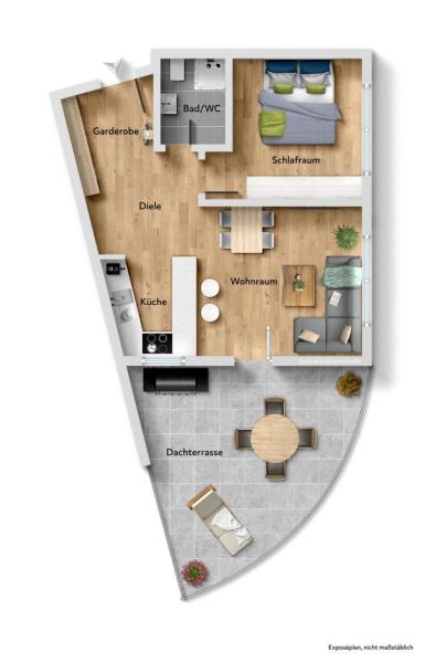 Seltene Gelegenheit! Attraktive 2 Zimmer-Wohnung mit gemütlichen Balkon! - Grundriss (47716)