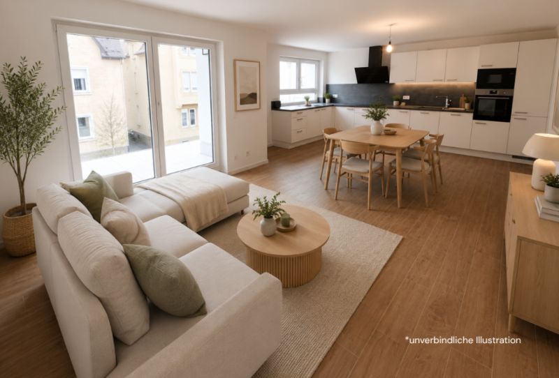 Exklusiver Flair! 4 Zimmer-Neubauwohnung ideal für die ganze Familie! - Wohn/- Essbereich (44694)
