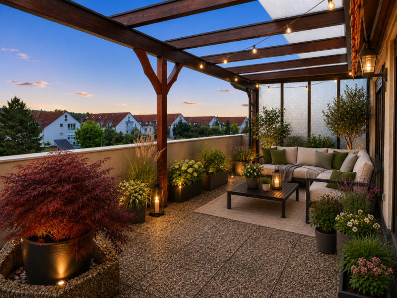 Aussicht genießen! Charmantes 3,5 Zimmer-Penthouse zum Verlieben! - Balkon (49428)