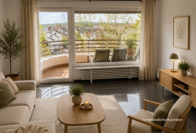 Exklusive 4,5 Zimmer-Wohnung mit Balkon für gehobene Top-Ansprüche! - Wohnzimmer (45770)