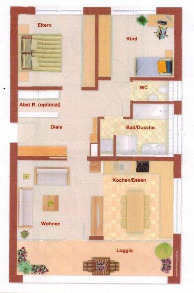 Über den Dächern der Stadt! 3 1/2-Zimmer-Wohnung mit großem Sonnenbalkon - Aufzugsversorgt! - Grundriss Saarstr. 20 (48998)