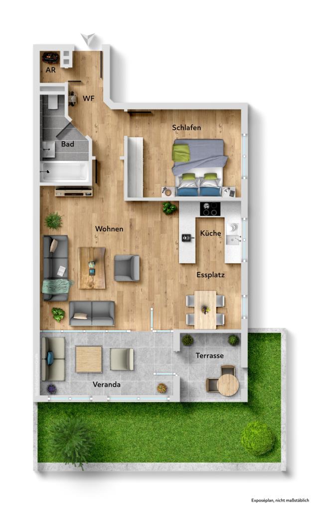 Ideale Gelegenheit! Attraktive 2,5 Zimmer-Wohnung in toller Aussicht! - Grundriss (36942)