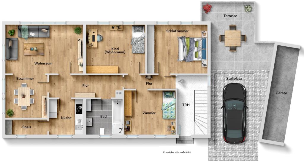 Gartenliebhaber aufgepasst! Perfektes Zweifamilienhaus mit großem Garten! - Grundriss Erdgeschoss (36510)