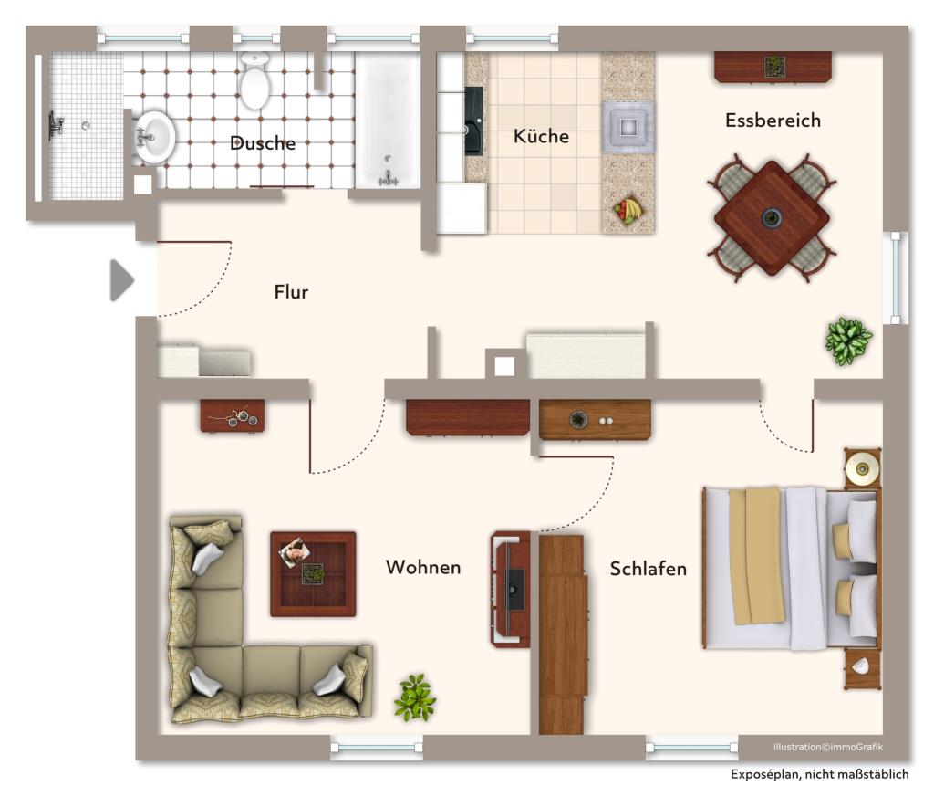 Einziehen & Wohlfühlen! Gemütliche 2,5 Zimmer-Wohnung in Nürtingen! - Grundriss (42504)