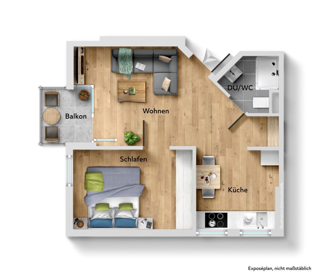 City Lage! Interessante 2 Zi-Whg in idealer Lage in ES! - Grundriss (43522)