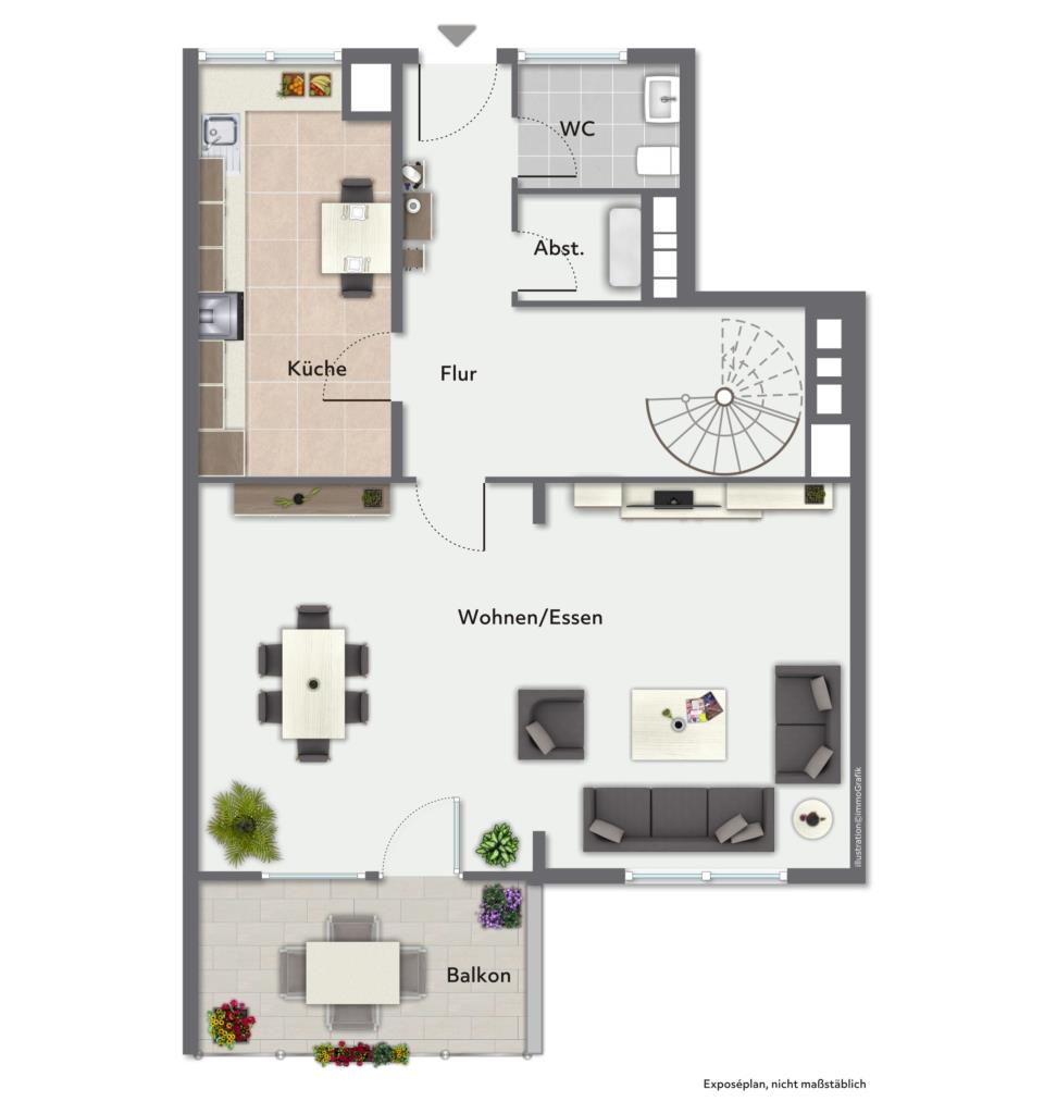 4,5 Zimmer-Maisonettewohnung mit Balkone & Aufzug in zentraler Wohnlage! - Wohnebene I (41392)