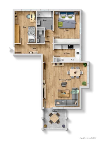 3-Zimmer-Wohnung mit Wohlfühlfaktor – moderne Heizung ist bereits komplett auf den Weg gebracht! - Grundriss (52088)