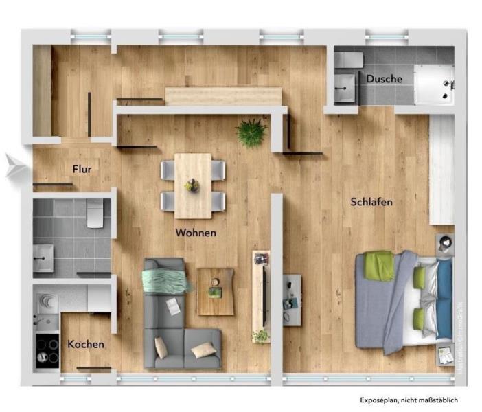Charmante 2 Zimmer-Wohnung in zentraler Lage mit traumhaftem Ausblick! - Grundriss (53881)