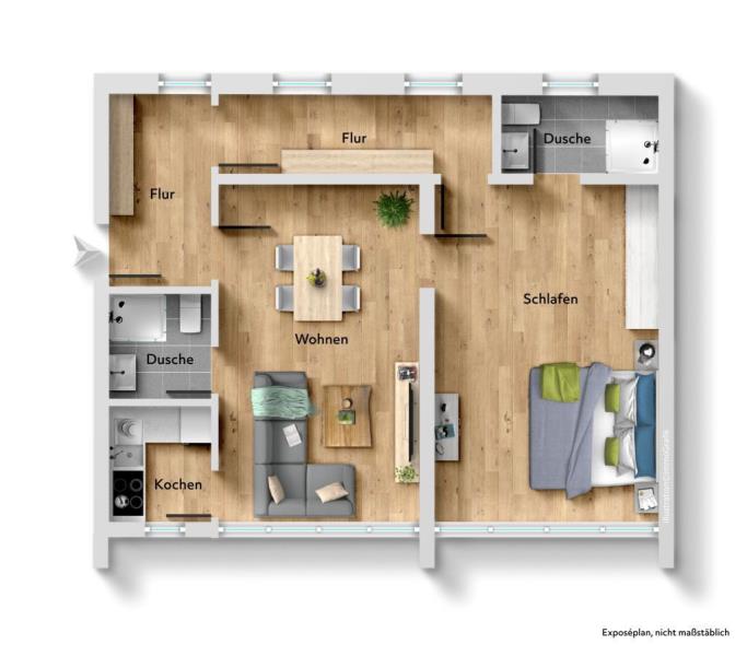 2 Zimmer-Wohnung in zentraler Lage von Heubach mit herrlichem Ausblick ! - Grundriss (53110)
