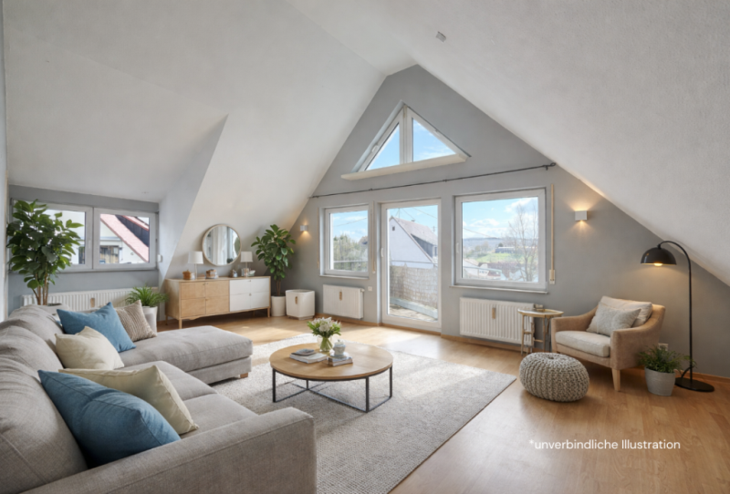 Sofort beziehbar! Interessante 2 Zimmer-Wohnung mit sonniger Dachterrasse! - Wohn/- Essbereich (45204)