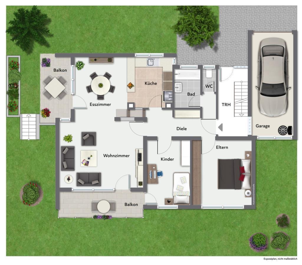 Stattliches freistehendes Einfamilienhaus mit Platz für die ganze Familie! - Erdgeschoss (44005)