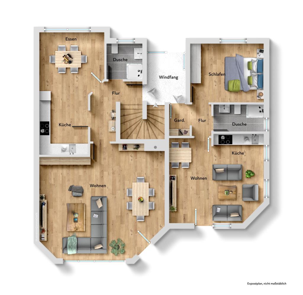 Platz für die ganze Familie! Tolle Doppelhaushälfte mit ELW in Neuhausen! - Grundriss (39750)
