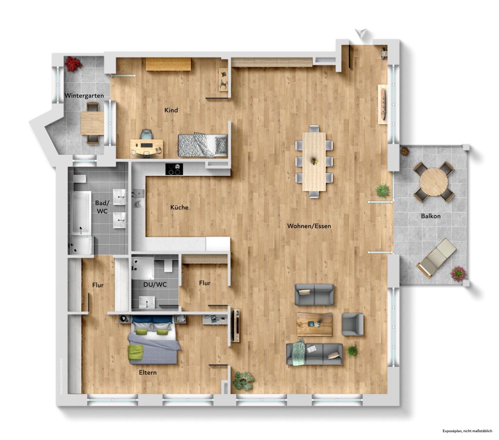 Extravagantes 4,5 Zimmer-Loft mit Premium-Ausstattung & tollem Citycharme! - Grundriss (43073)