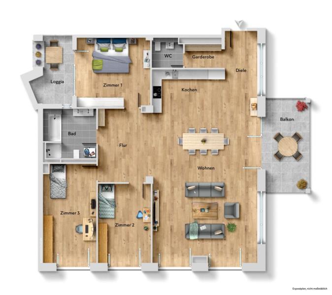Extravagantes 4,5 Zimmer-Loft mit Premium-Ausstattung & tollem Citycharme! - Grundriss (45356)