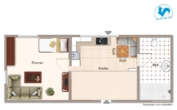 visualisierter Grundriss - Gepflegte 1,5 Zimmer in Esslingen Mitte !