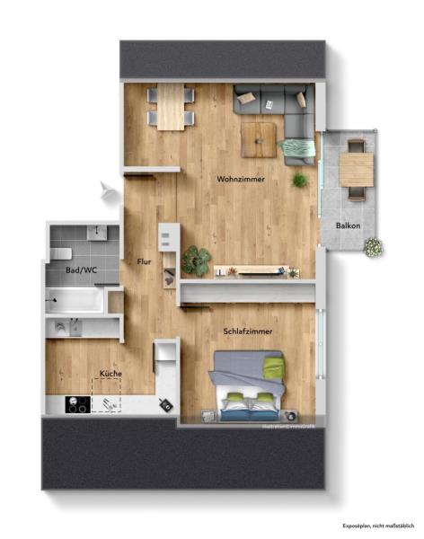 Ideale Gelegenheit! Interessante 2,5 Zimmer-Wohnung in Ostfildern! - Grundriss (47262)