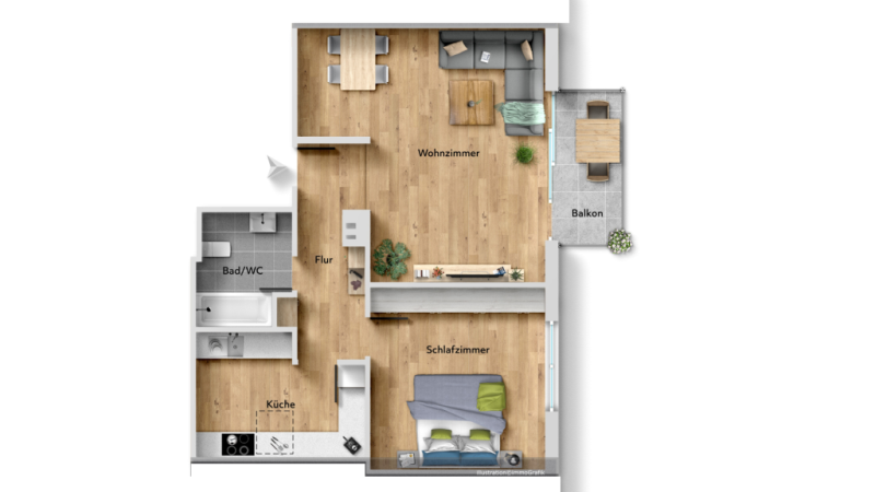 Interessante 2 Zi-Dachstudio-Wohnung in Ostfildern- Ruit! - Grundriß (51285)