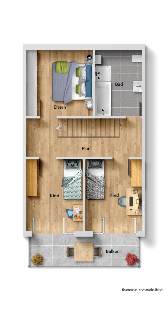 Perfekte Gelegenheit! Tolle 4,5 Zimmer-Maisonettewohnung in Ostfildern! - Grundriss Ebene 2 (37443)