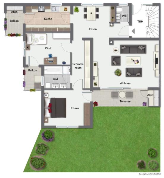 Seltene Gelegenheit! Attraktive 3 Zimmer-Wohnung mit herrlicher Terrasse! - Grundriss (51316)