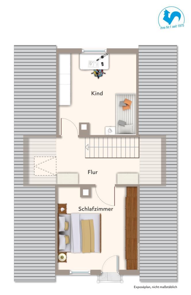 Interessante Gelegenheit - Häuschen zum Fertigrenovieren und Einziehen! - Grundriss Dachgeschoss (40808)