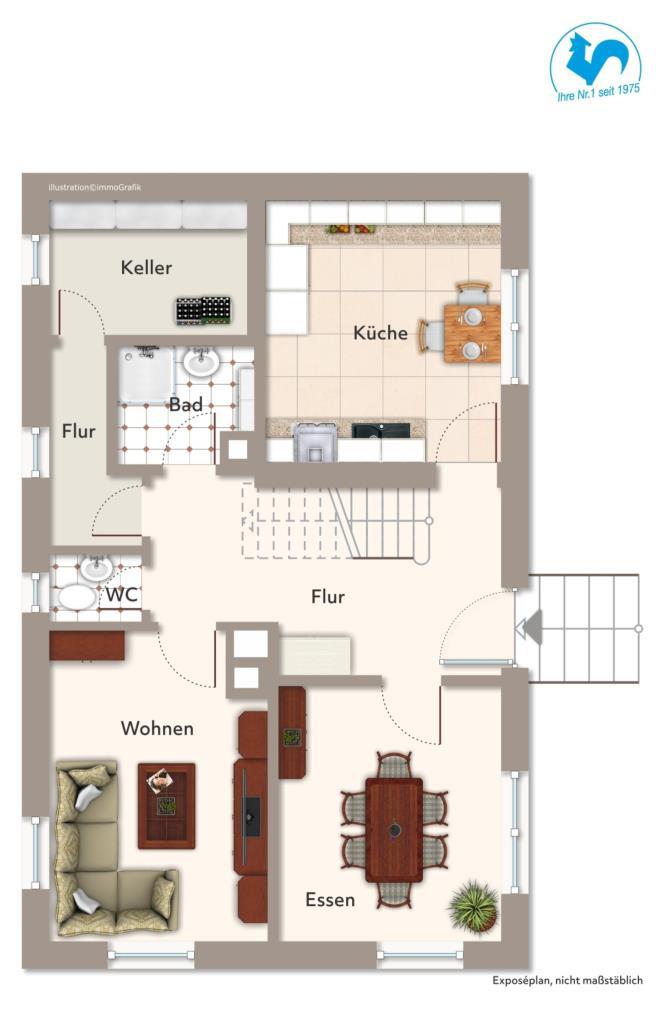 Interessante Gelegenheit - Häuschen zum Fertigrenovieren und Einziehen! - Grundriss Erdgeschoss (40961)
