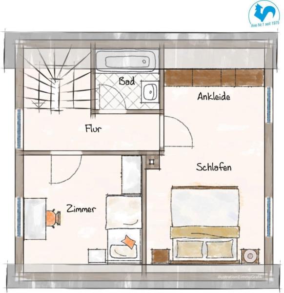 Kopie von Frei stehendes Einfamilienhaus mit Charme - Einziehen und Wohlfühlen! - Obergeschoss (44983)