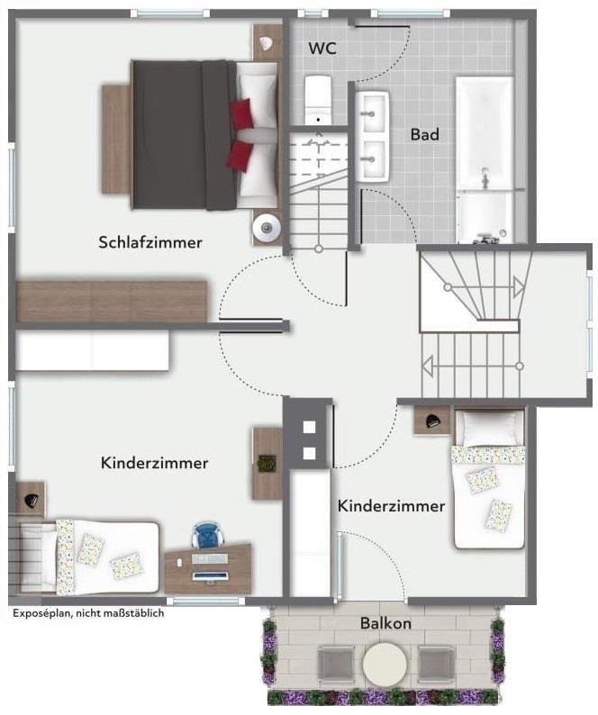 Endlich Platz für die Familie! Zentrales freistehendes Einfamilienhaus! - Grundriss Obergeschoss (36475)