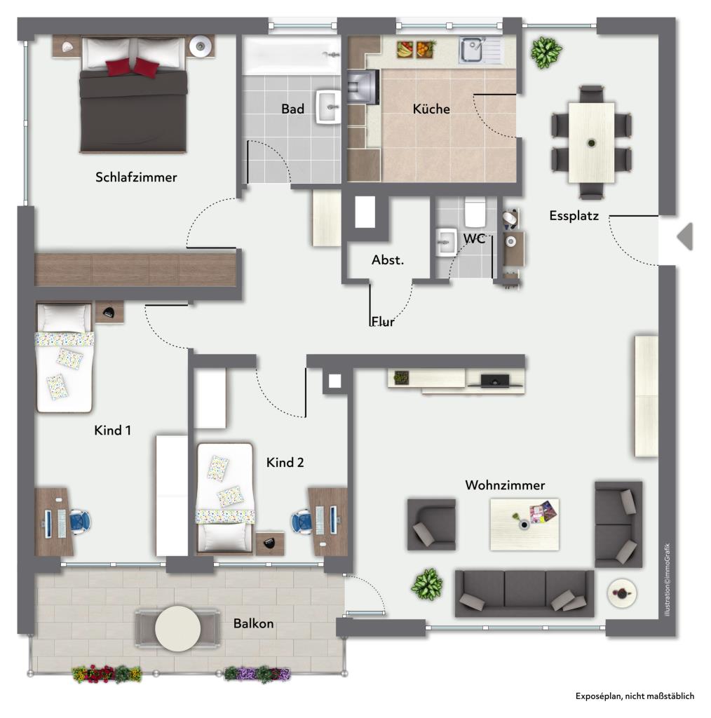 Traumhaftes Ambiente! Moderne 4 Zimmer-Wohnung für tolle Ansprüche! - Grundriss (43538)