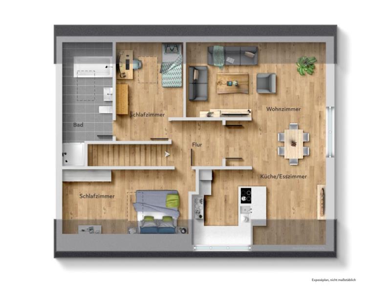 Mehrfamilienhaus mit drei nicht abgeschlossenen Wohnungen in ruhiger Lage von Gschwend ! - Grundriss Dachgeschoss (53534)