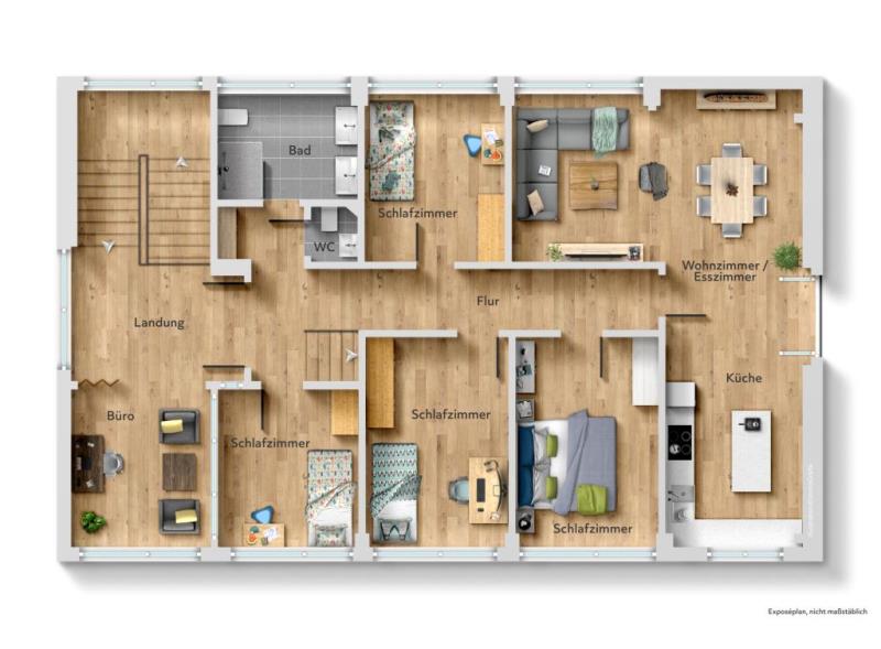 Mehrfamilienhaus mit drei nicht abgeschlossenen Wohnungen in ruhiger Lage von Gschwend ! - Grundriss Obergeschoss (53533)
