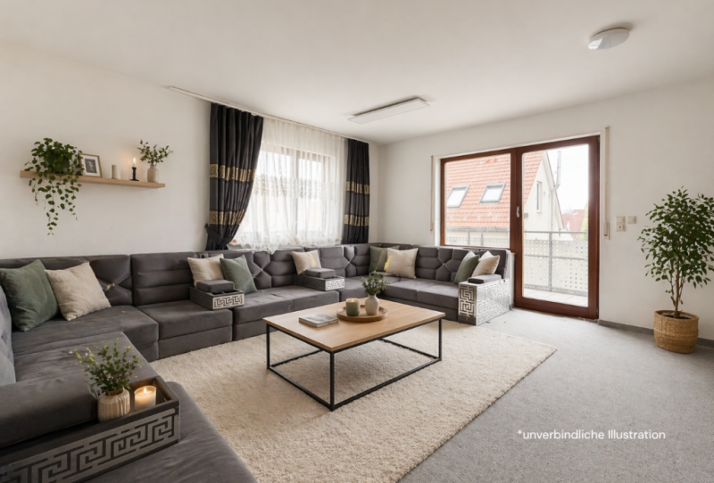 Zugreifen lohnt sich! Interessante 3 Zimmer-Wohnung mit sonnigen Balkon! - Wohnzimmer (44595)