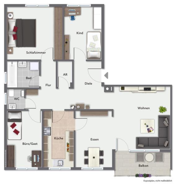 Wohnen in der City! Interessante 4 Zimmer-Wohnung mit Balkon & Aufzug! - Grundriss (50465)