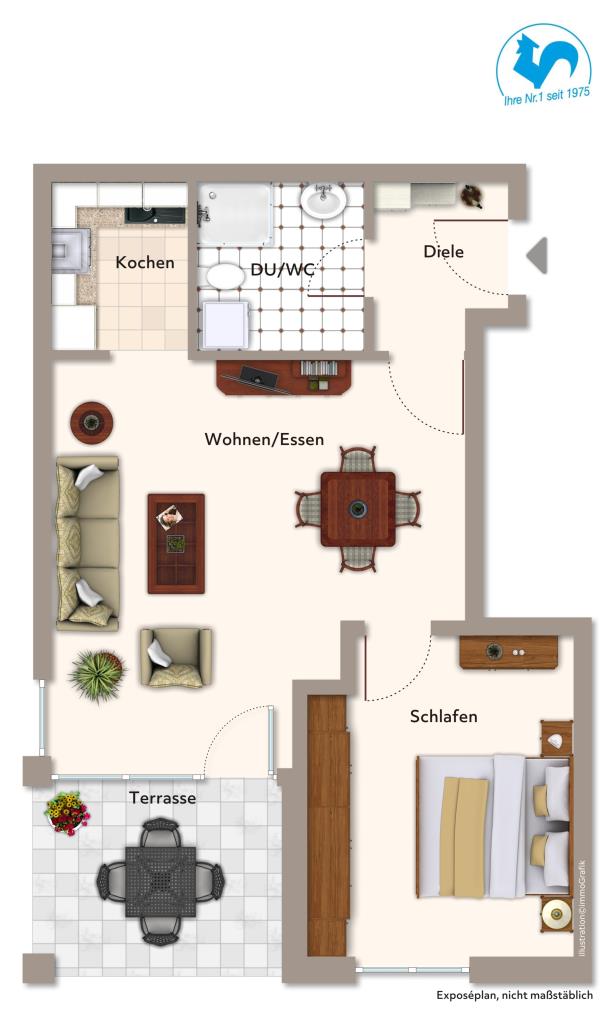 Andsprechende 2 Zimmer-Wohnung in stadtnaher Wohnlage von Biberach! - Grundriss (22440)