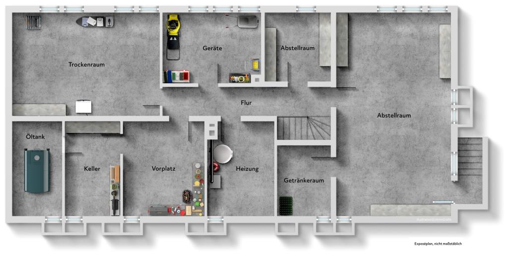 Gartenliebhaber aufgepasst! Freistehendes Einfamilienhaus in Aussichtslage! - Grundriss Untergeschoss (36749)
