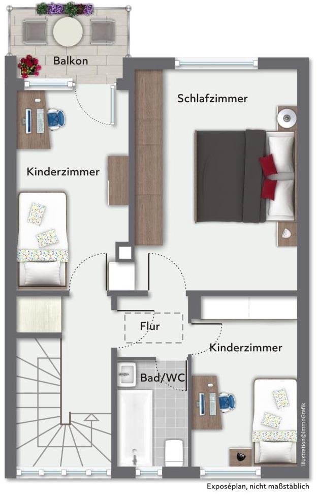 Familien Wohntraum! Sonnige Doppelhaushälfte mit Terrasse & Garten! - Obergeschoss (32544)