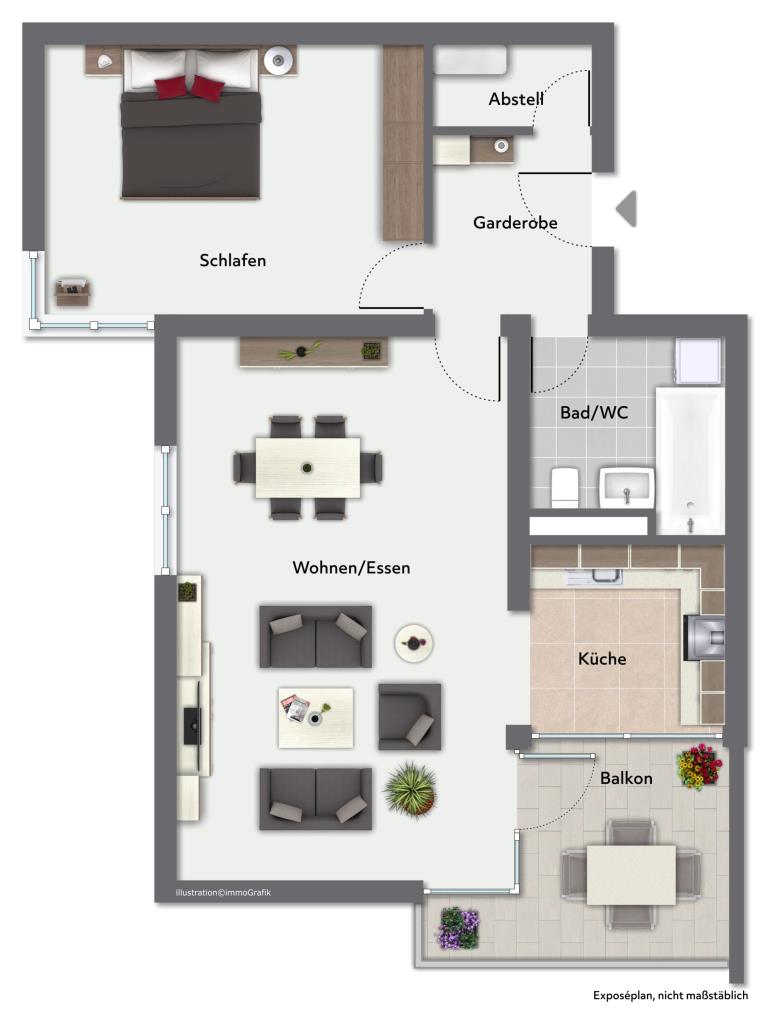 Erwerben Sie diese 2,5 Zimmer-Kapitalanlage mit sonnigem Balkon in Bettringen! - Grundriss (36658)