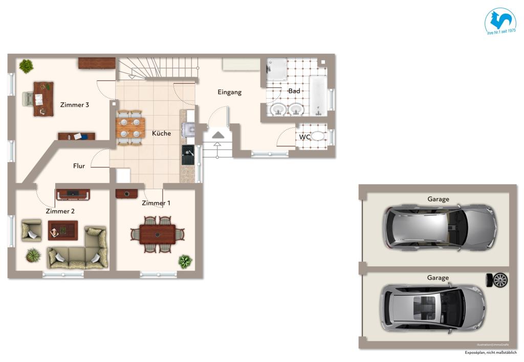 Großzügiges Einfamilienwohnhaus mit 8 Zimmern nahe Boehringer Ingelheim! - Grundriss EG (41503)