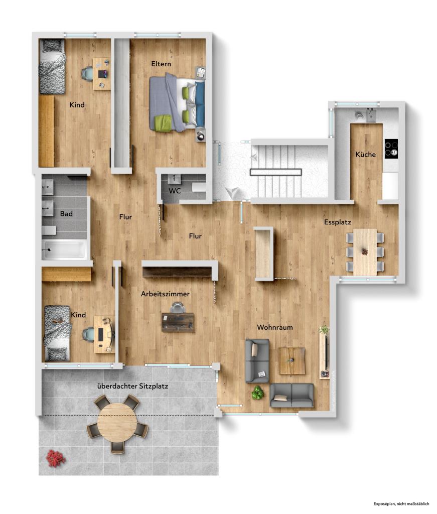 Generalsanierte 4,5 Zimmer-Wohnung mit Garten in beliebter Wohnlage! - Grundriss (36967)