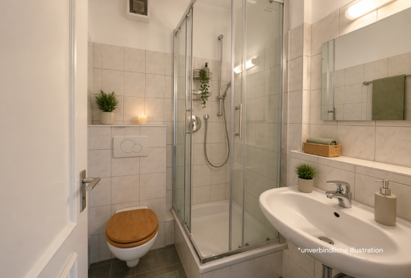 Wohnen im Fachwerkhaus! Attraktive 2 Zimmer-Wohnung in Stuttgart! - Badezimmer (51552)