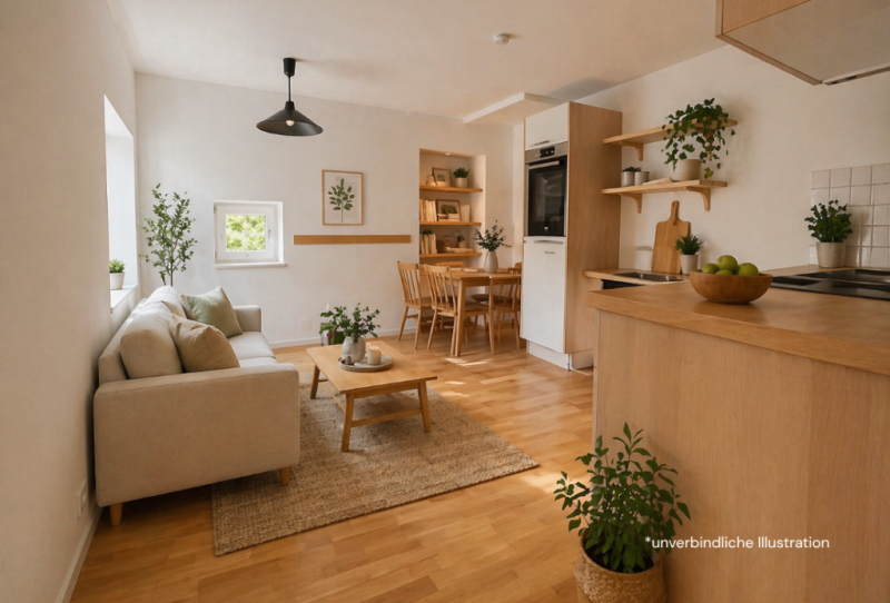 Wohnen im Fachwerkhaus! Attraktive 2 Zimmer-Wohnung in Stuttgart! - Wohness/ & Küche (51551)
