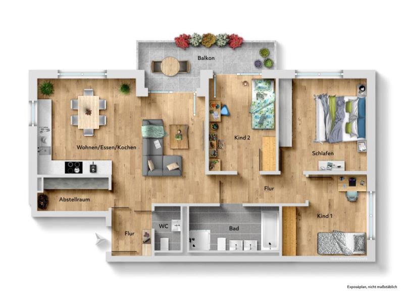 Familien Wohntraum! 4 Zimmer-Neubauwohnung in zentraler Lage von Esslingen! - Grundriss (44686)