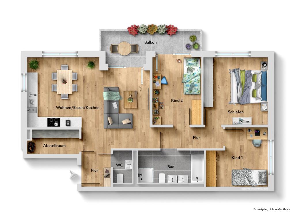 Familien Wohntraum! 4 Zimmer-Neubauwohnung in zentraler Lage von Esslingen! - Grundriss (41135)