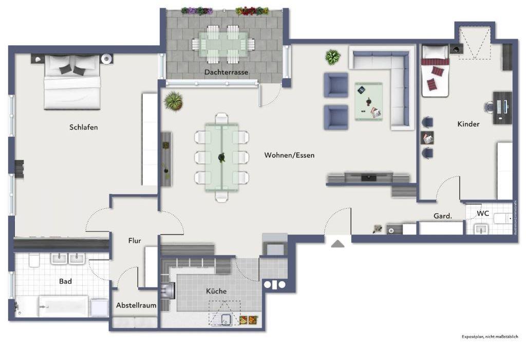 3,5 Zimmer-Wohnung für gehobene Ansprüche in beherrschender Aussichtslage! - Grundriss (37912)