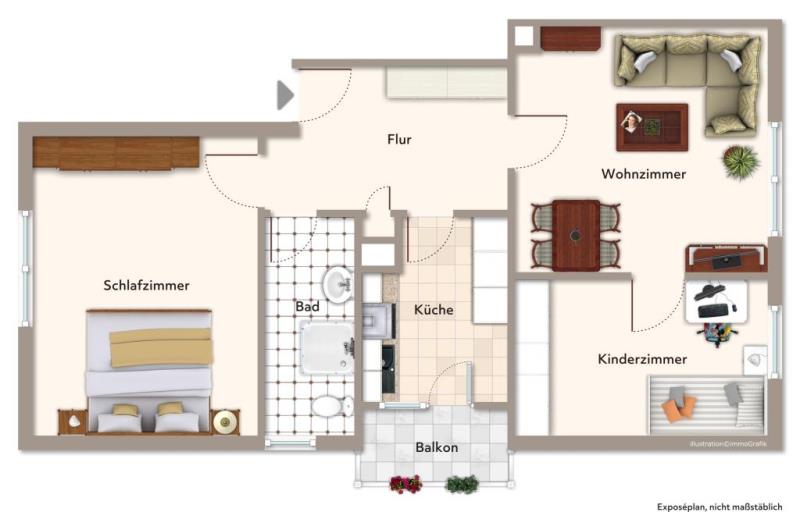 Seltene Gelegenheit! Tolle 3 Zimmer-Wohnung in direkter Citywohnlage! - Grundriss (45171)
