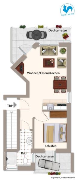 Sonnige Penthouse-Wohnung mit zwei Dachterrassen und Weitblick – ein Zuhause mit Perspektive! - Grundriss (52015)