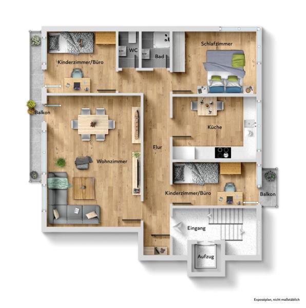 Heute erwerben, später beziehen! Einzigartige 4 Zimmer-Wohnung in Weilimdorf! - Grundriss (47624)