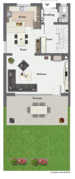 Repräsentative Doppelhaushälfte mit Balkon & Terrasse für moderne Ansprüche! - Erdgeschoss (54346)
