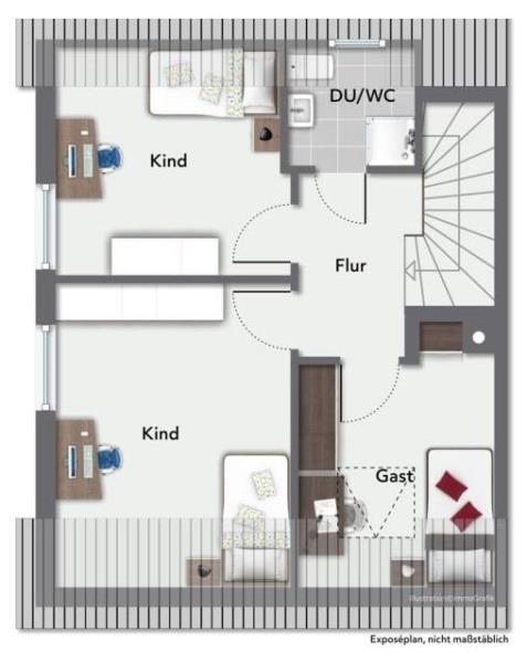 Repräsentative Doppelhaushälfte mit Balkon & Terrasse für moderne Ansprüche! - Dachgeschoss (54348)