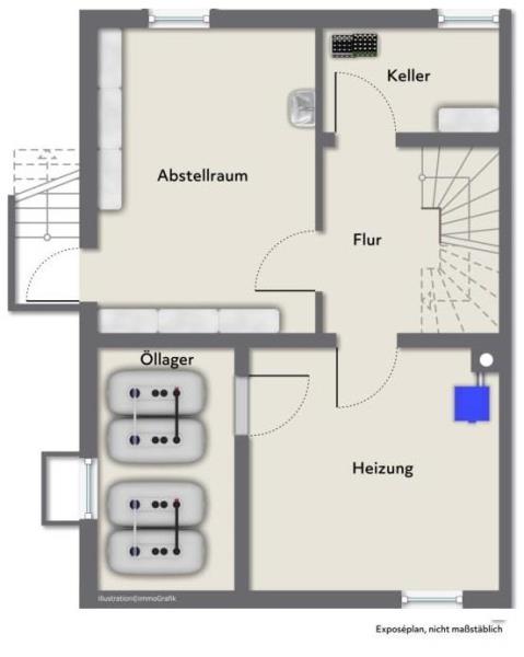 Repräsentative Doppelhaushälfte mit Balkon & Terrasse für moderne Ansprüche! - Untergeschoss (54349)
